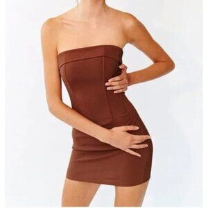 With Jean Chloe Chocolate Brown Corset Mini Dress Womens Size XS